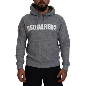 Dsquared² Gray Cotton Hooded Logo Print Men Pullover Men's Sweater (Pre-Owned)